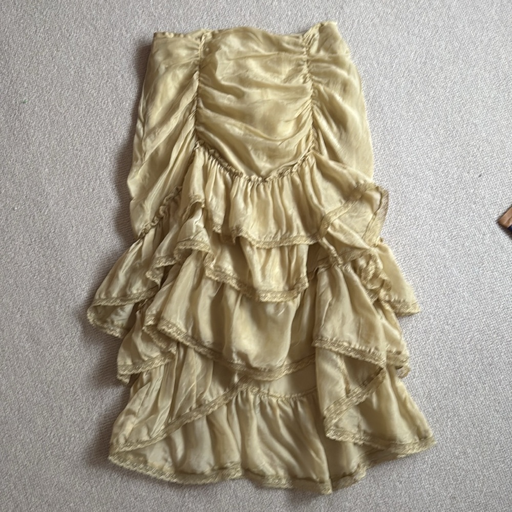 Free People Calliope Ruffle Midi ruched Prairie Skirt NWOT - Picture 4 of 7